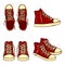 Vector Set of Cartoon High Red Gumshoes