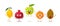 Vector set of cartoon images of cheerful funny fruits on a white background. Emotions, emoji, character