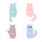 Vector set of cartoon images of cute cats