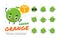 Vector set of cartoon images of green Orange. Part 1