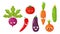 Vector set of cartoon images of various funny isolated vegetables on a white background. Emoticons, emojis, character