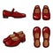 Vector Set of Cartoon Red Women Shoes