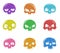 Vector set of cartoon skulls