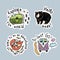 Vector set of cartoon stickers, patches or pins for camping