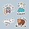 Vector set of cartoon stickers, patches or pins for camping