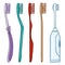 Vector Set of Cartoon Toothbrushes. Manual and Electric Tooth Brushes.