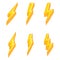 Vector Set of Cartoon Yellow Thunder Lighting Symbol