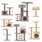 Vector set of cat towers illustration for pet shop