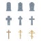 Vector Set of Cemetery Icons. Headstones, Gravestones, Tombstones and Crosses