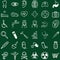 Vector Set of Chalk Doodle Medical Icons