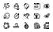 Vector set of Check eye, Organic tested and World medicine icons simple set. Vector