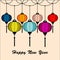 Vector set of Chineese Lanters decoration colorful fun set