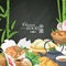 Vector set with chinese food. Asian Frame. Chinese street, restaurant or homemade food illustrations for ethnic asian menu