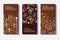 Vector Set Of Chocolate Bar Package Designs With Modern Floral and Butterfly Borders. Milk, Dark, Almond. Editable