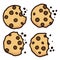 Vector set of chocolate chip bitten cookies