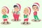 Vector set of Christmas elves, isolated on white background