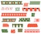 Vector set with Christmas torn stripes of adhesive paper tape in green and red