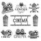 Vector set of cinema labels and logos. Isolated illustration in vintage style. Monochrome badges, emblems, design