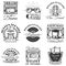 Vector set of classic theater isolated labels, logo and emblems. Black and white theater symbols and design elements.