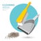 Vector Set of cleaning service elements. Cleaner. Cleaning supplies. Housework tools, House cleaning. Garbage, dustpan and brush