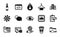 Vector set of Cloud computing, Takeaway coffee and Buildings icons simple set. Vector