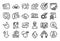 Vector set of Cloud sync, Online help and Hydroelectricity line icons set. Vector