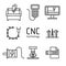 Vector set of cnc milling machine icons.