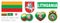 Vector set of the coat of arms and national flag of Lithuania