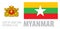 Vector set of the coat of arms and national flag of Myanmar