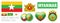 Vector set of the coat of arms and national flag of Myanmar