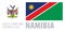 Vector set of the coat of arms and national flag of Namibia