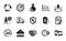 Vector set of Cogwheel timer, Time management and User call icons simple set. Vector
