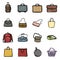 Vector Set of Color Doodle Bag Icons