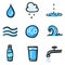 Vector Set of Color Doodle Water Icons