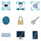 Vector Set of Color Flat Cyber Security Icons