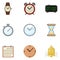 Vector Set of Color Flat Time Icons