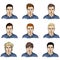 Vector Set of Color Sketch Male Faces