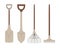 Vector set of colored garden tools. Collection of gardening equipment. Flat spring illustration of spade, shovel, rakes isolated