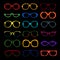 Vector set of colored glasses. Retro, geek