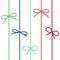 Vector set of colored linen string bows. Cute ribbons from hand