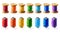 Vector set of colored thread spools for sewing