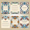Vector set of colorful brochure templates for business and invitation. Portuguese, Moroccan; Azulejo; Arabic; asian ornaments
