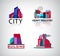 Vector set of colorful building logos, icons. Industry , city