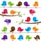 Vector Set of Colorful Cartoon Birds