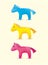 Vector set of colorful cute toy horses icons