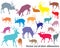 Vector set of colorful deer silhouettes-2