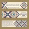 Vector set of colorful horisontal banners for business and invitation. Portuguese, Azulejo, Moroccan; Arabic; asian ornaments