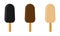 Vector set of colorful ice creams on a stick with different flavor isolated on light background