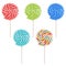 Vector set of colorful lollipop on white background.