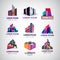 Vector set of colorful, modern office, company